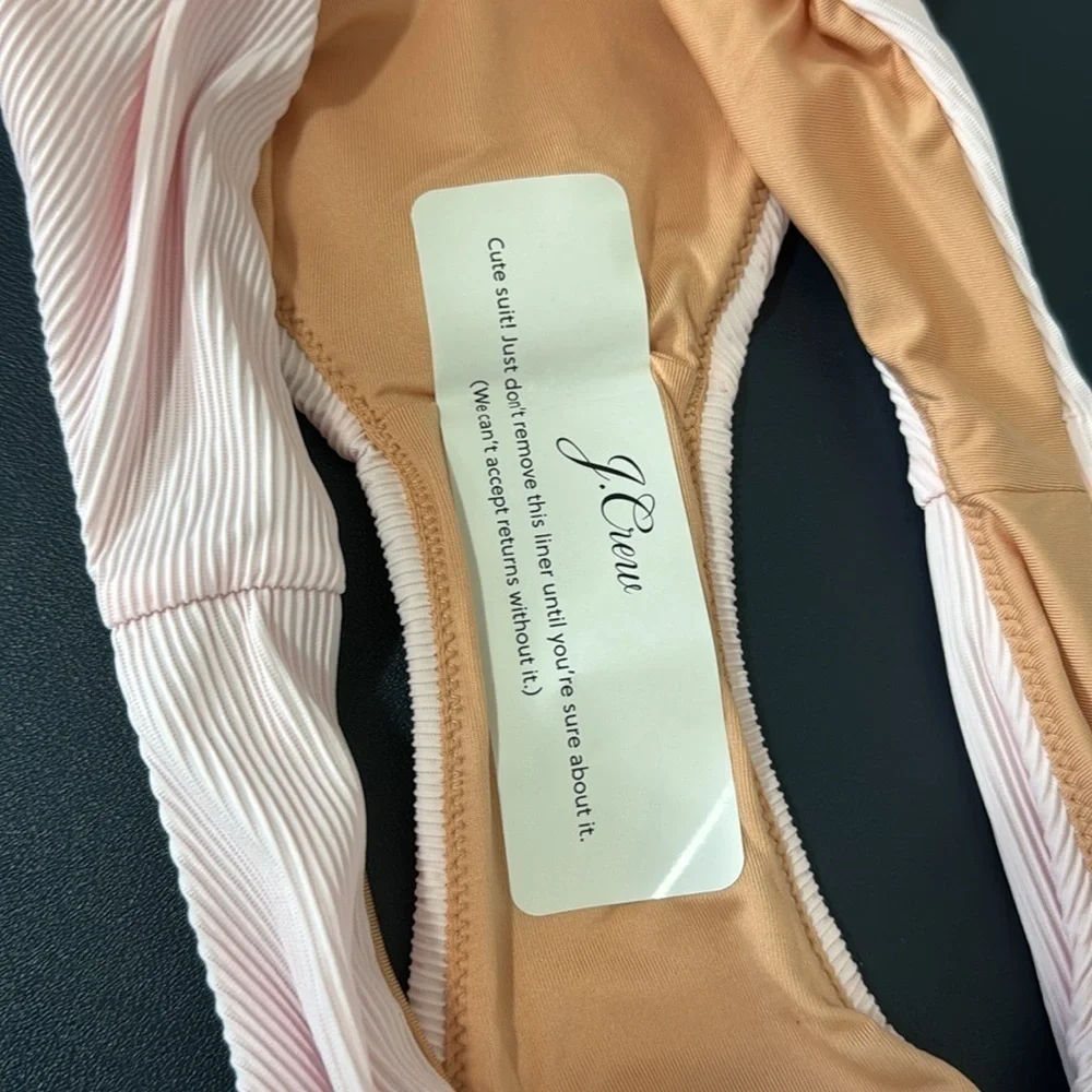 J. Crew‎ Ribbed High Rise Cheeky Bikini Bottom Women's M Pink New BE808